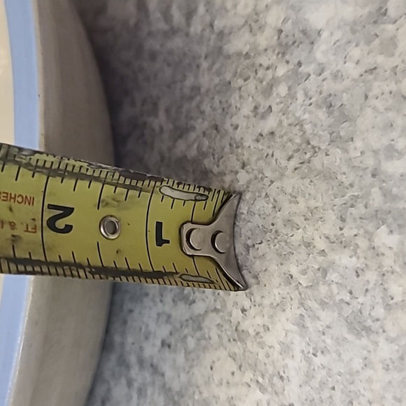 Studio Pottery Blue and Cream Heart Design Pie Plate Bowl - Picture 6 of 6